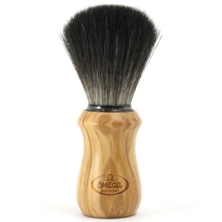 Brocha de Afeitar Fibra "Tejón Negro" Hi Brush Madera Olivo Omega