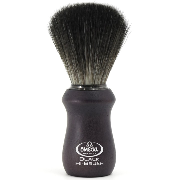Brocha de Afeitar Fibra "Tejón Negro" Hi Brush Madera Negra Omega