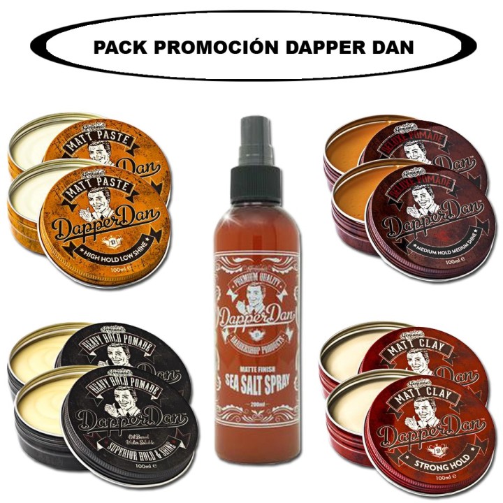 Promoción 8 Pomadas +  Sea Salt Spray Dapper Dan