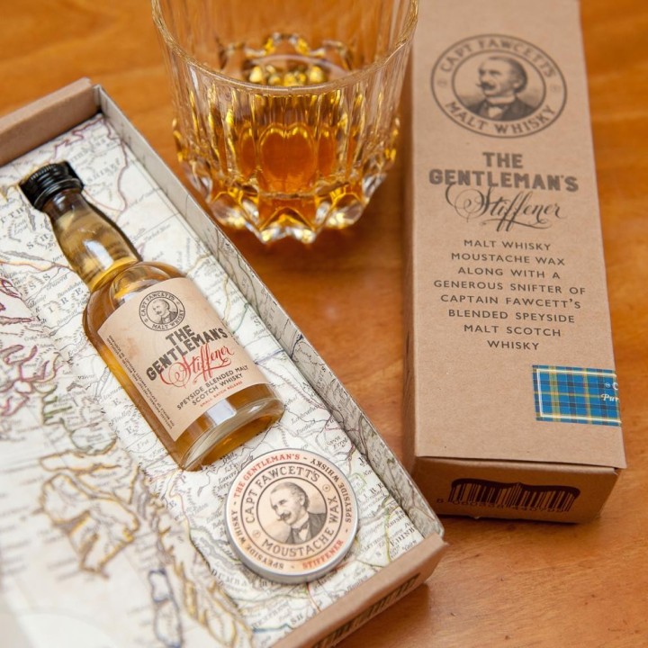 Captain Fawcett Whisky Moustache Wax & Whisky Gift Set