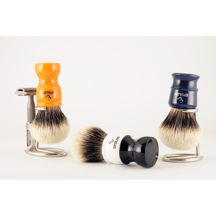 Epsilon Silver Tip Fibre Black & White Shaving Brush 54/26mm