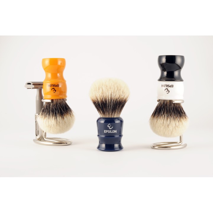 Epsilon Two Band Badger Shaving Brush Black & White 55/26mm