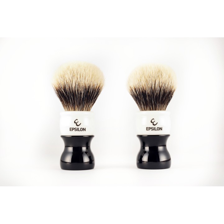 Epsilon Two Band Badger Shaving Brush Black & White 55/26mm
