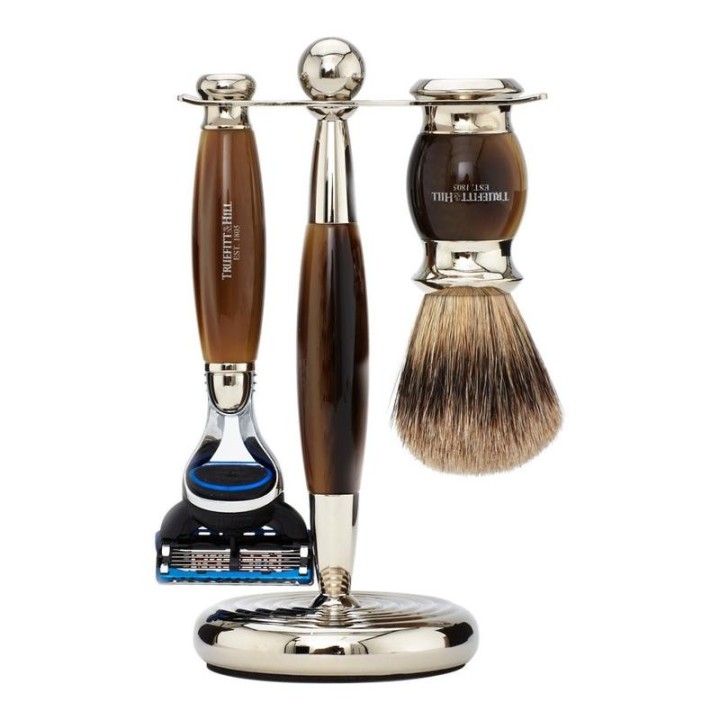 Truefitt & Hill Edwardian Set Horn Shaving Brush, Razor Gillette® Fusion & Stand