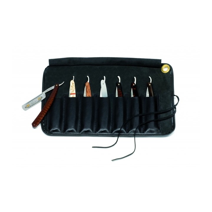 Thiers Issard 7 Straight Razors Black Carry Roll