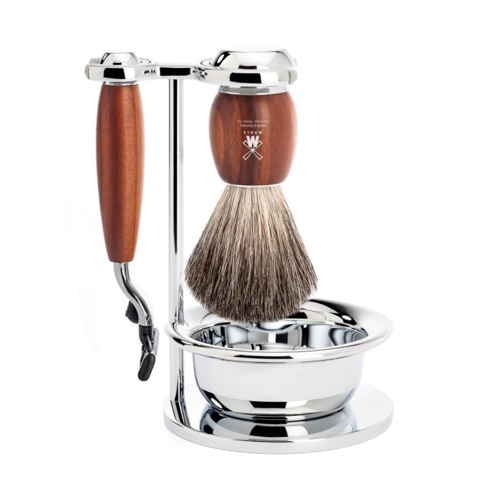 Mühle Shaving Set, Pure Badger Shaving Brush, Mach3 Razor, Stand and Bowl Vivo Series