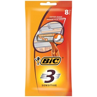 Maquinilla de Afeitar Deshechable 3 Hojas Bic Sensitive x8ds
