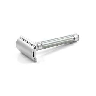 Edwin Jagger Double Edge Stainless Steel Safety Razor Grooved Anodised Silver 