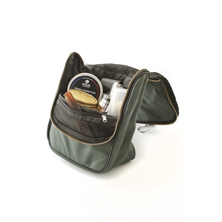 Neceser Cuero con Colgador Verde Militar