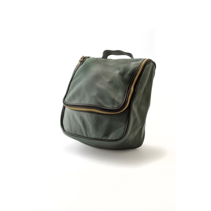 Neceser Cuero con Colgador Verde Militar