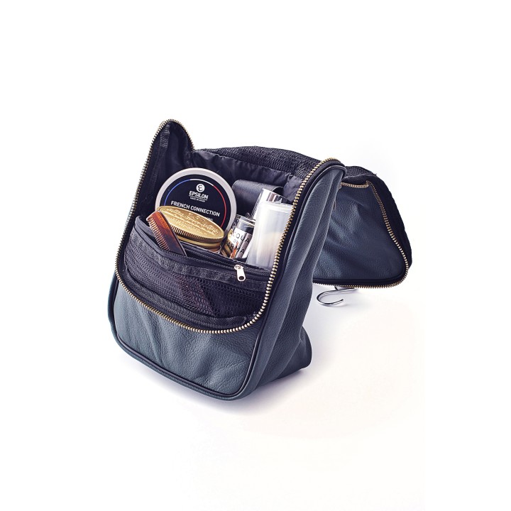 Neceser Cuero con Colgador Azul Marino