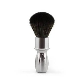 Brocha de Afeitar Sintética Plissoft Negra F-400 con Mango Plata RazoRock