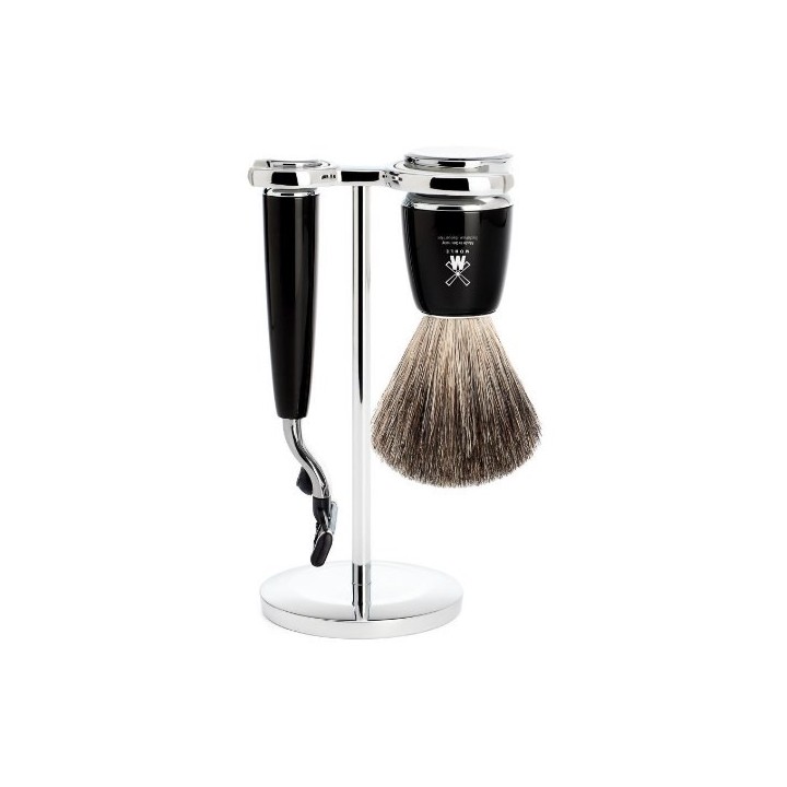 Set Afeitado Mühle Brocha Afeitar, Maquinilla Gillette® Mach & Soporte Rytmo