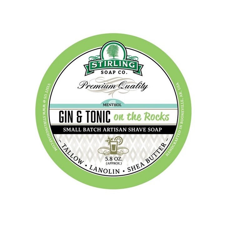 Stirling Soap Co Shaving Soap Gin & Tonic on the rocks  170ml