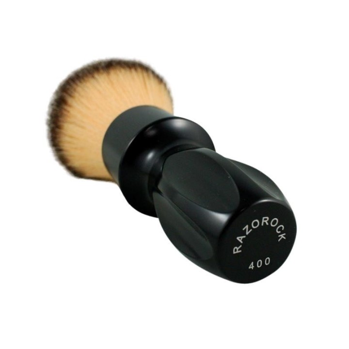 Brocha de Afeitar Tejón Punta Plata Fibra Plissoft Glossy Black 400 24mm Razorock