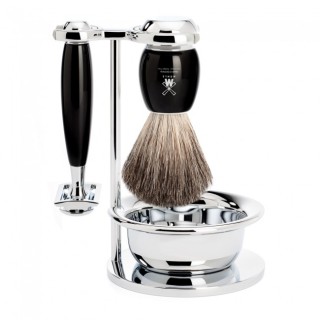 Mühle Vivo Shaving Set Pure Badger Shaving Brush & Safety Razor & Bowl Black Resin