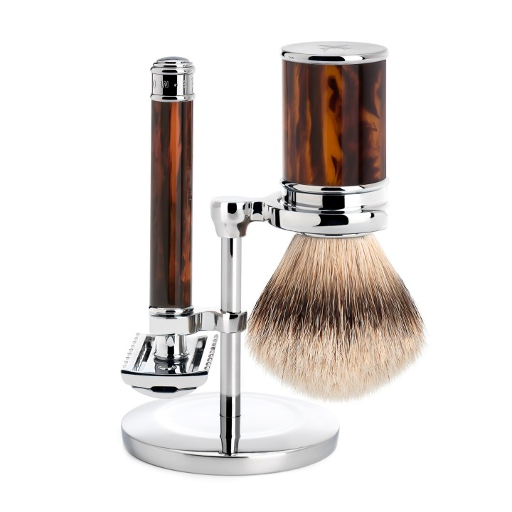 Set Afeitado Mühle Brocha Afeitar Tejón Punta Plata & Maquinilla Tradicional R103