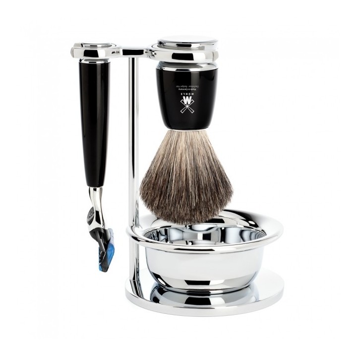 Set Afeitado Mühle Brocha Afeitar, Maquinilla Gillette® Fusion, Soporte & Bol Rytmo