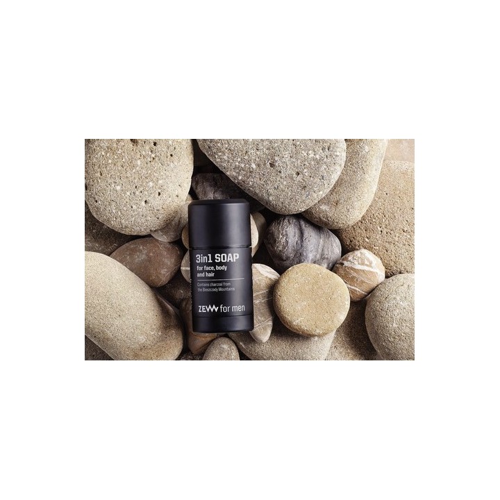 Zew For Men 3 in 1 Soap for Face, Body, Hair with charcoal