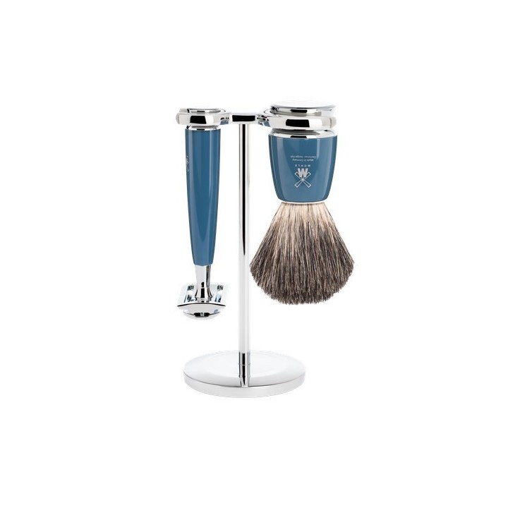 Mühle Rytmo Shaving Set Pure Badger Shaving Brush & Safety Razor Resin Petrol Bl