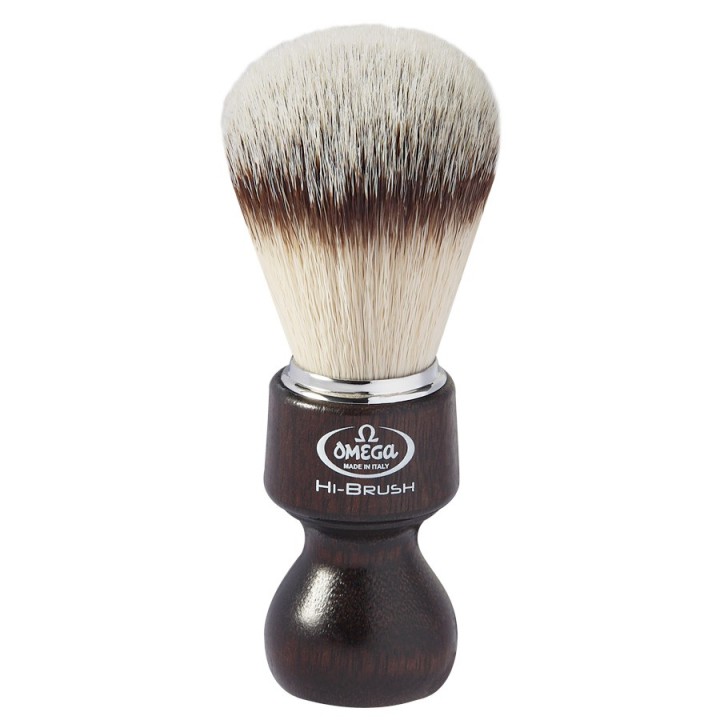 Omega HI-BRUSH fiber shaving brush wood Handle