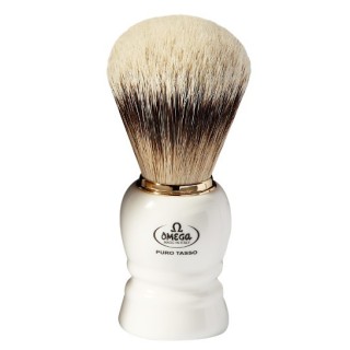 Brocha de Afeitar Tejón Punta Plata Omega