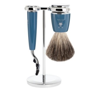 Set Afeitado Mühle Brocha Afeitar, Maquinilla Gillette® Mach3 & Soporte Petrol Rytmo
