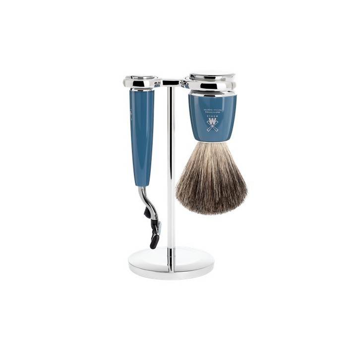Mühle Rytmo Shaving Set Pure Badger Shaving Brush, Mach3 Razor & Stand Petrol