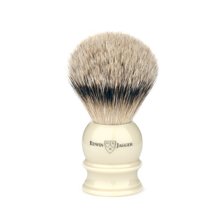 Brocha de Afeitar Tejón Punta Plata Marfil Edwin Jagger