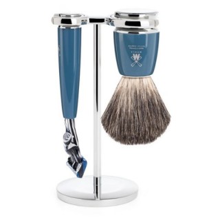 Mühle Rytmo Shaving Set Pure Badger Shaving Brush, Fusion Razor & Stand Petrol