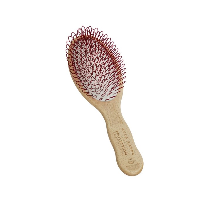 Acca Kappa Soft Touch Protect. Beech Wood Loped Nylon Oval Hairbrush