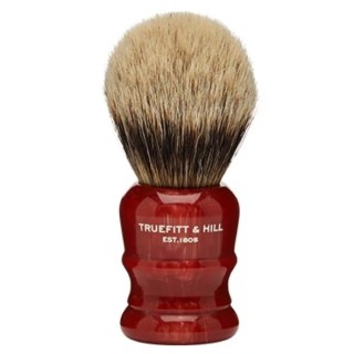 Truefitt & Hill Faux Red Marble wellington Bulb Silvertip Shaving Brush
