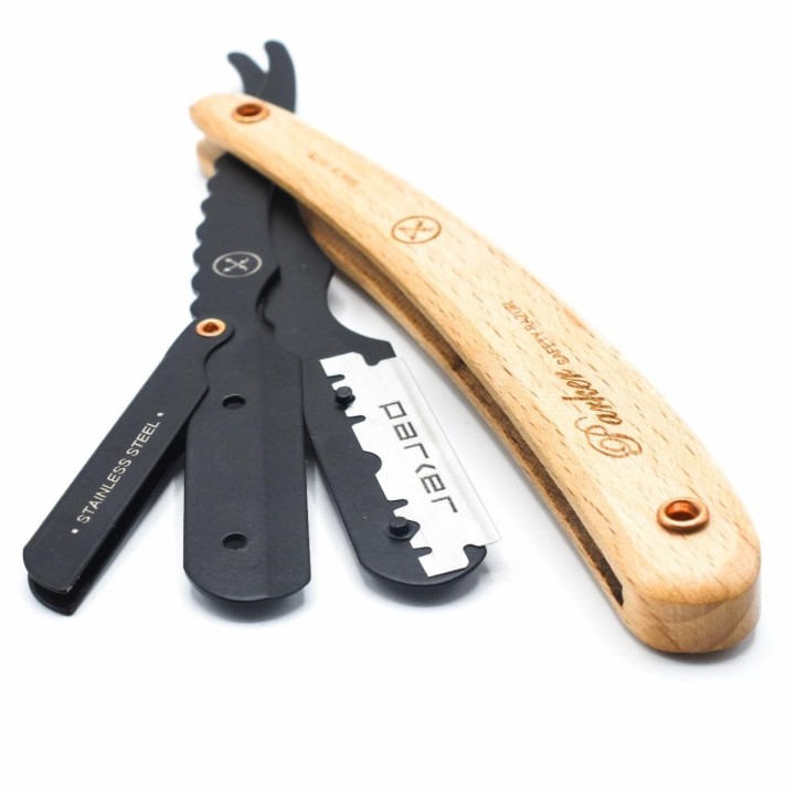 Navaja Barbero Acero Inoxidable Parker SRP Madera