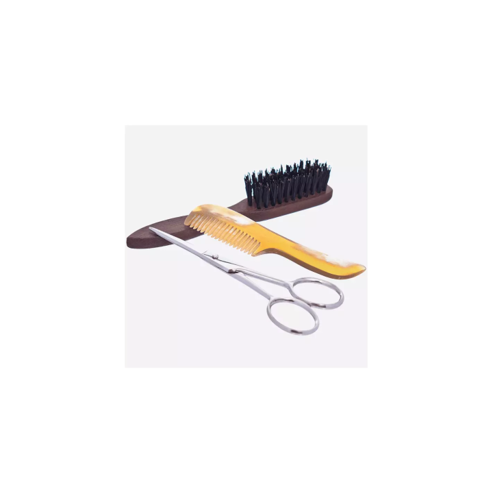 Set de Barba y Bigote: Peine, Cepillo y Tijeras