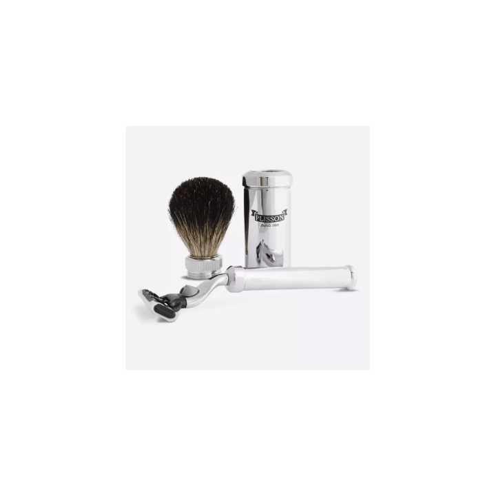 Plisson Black Travel Set with Razor and Brush