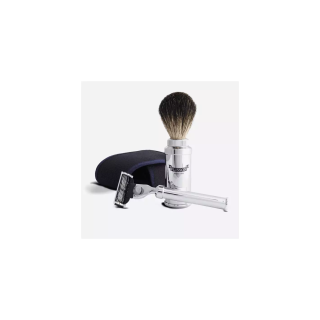 Set Viaje con Maquinilla de Afeitar y Brocha Plisson Black
