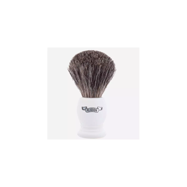 Brocha Afeitar Plisson ''High Mountain White'' Tejón Gris Ruso Negra Blanca Size