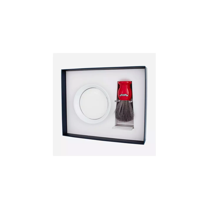 Set 3 piezas Brocha de Tejón Gris Ruso, Bol de Porcelana y J