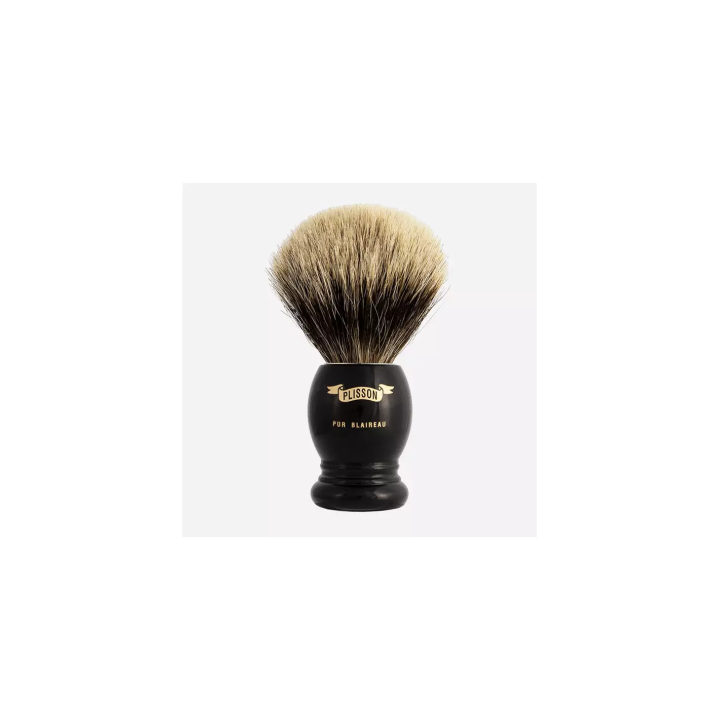 European Gray Badger Shaving Brush Plisson Black Size 12