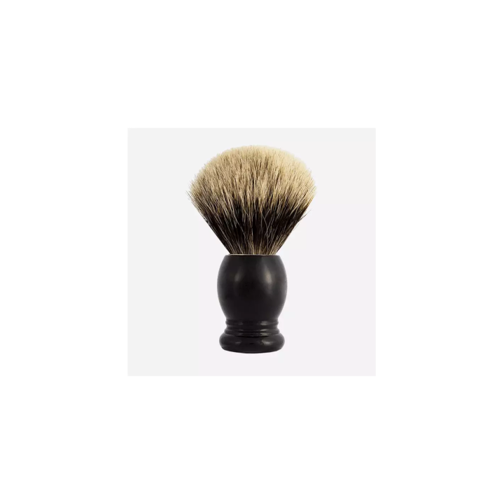 European Gray Badger Shaving Brush Plisson Black Size 10