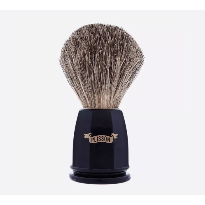 Brocha de Afeitar Plisson Tejón Gris Ruso Negra Talla 12