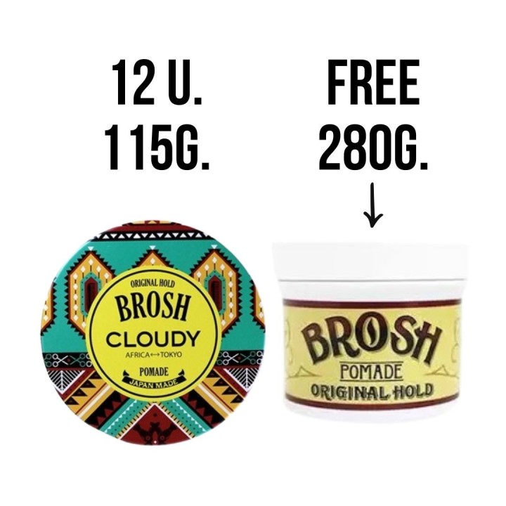 12 Pomadas Brosh Cloudy 115gr + Pomada Original Brosh 280gr