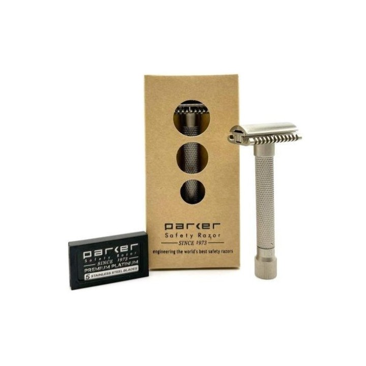 Maquinilla de afeitar ajustable Parker con peine abierto - All Satin