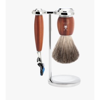 Set Afeitado Mühle Brocha Afeitar Tejón & Maquinilla Gillette Fusion de Madera de Ciruelo