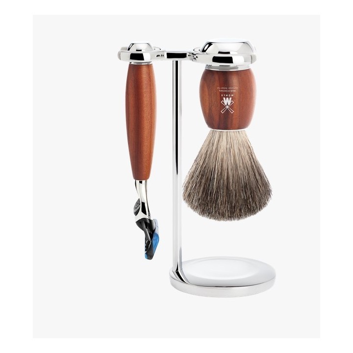 Set Afeitado Mühle Brocha Afeitar Tejón & Maquinilla Gillette Fusion de Madera de Ciruelo