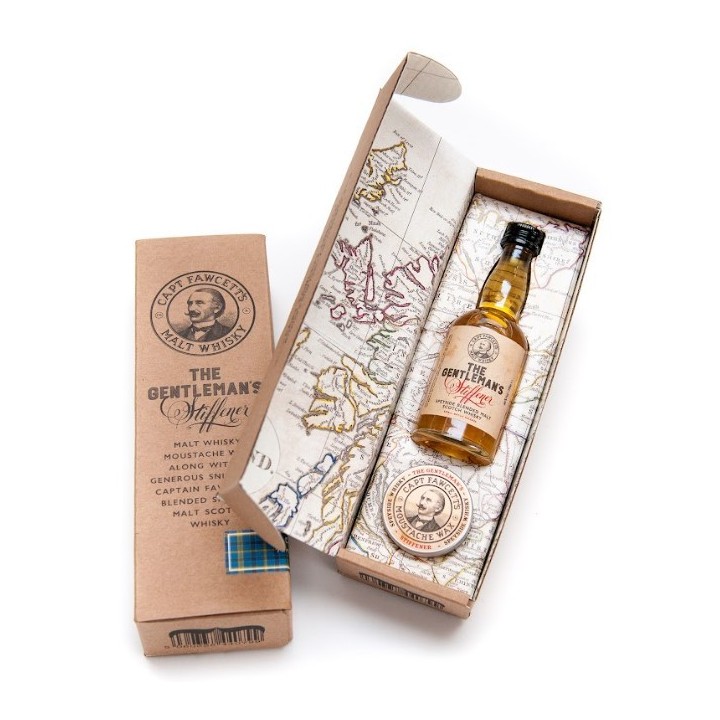 Captain Fawcett Whisky Moustache Wax & Whisky Gift Set