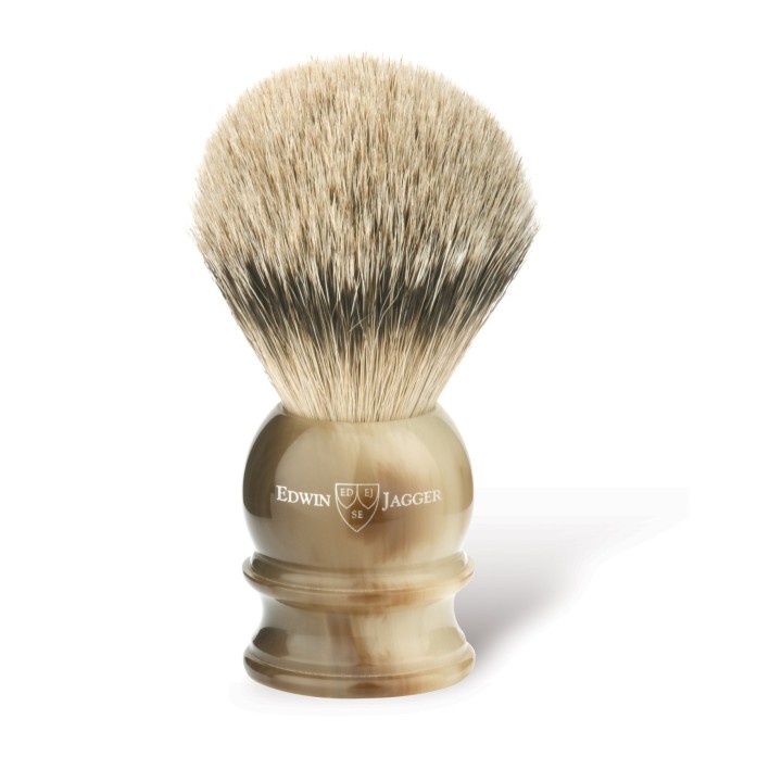 Brocha de Afeitar Tejón Punta Plata Cuerno Edwin Jagger