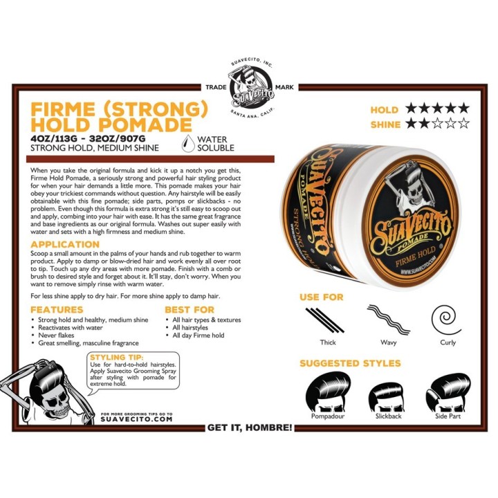 Pomada Cabello Whiskey Bar Firme (Strong) Suavecito 113gr
