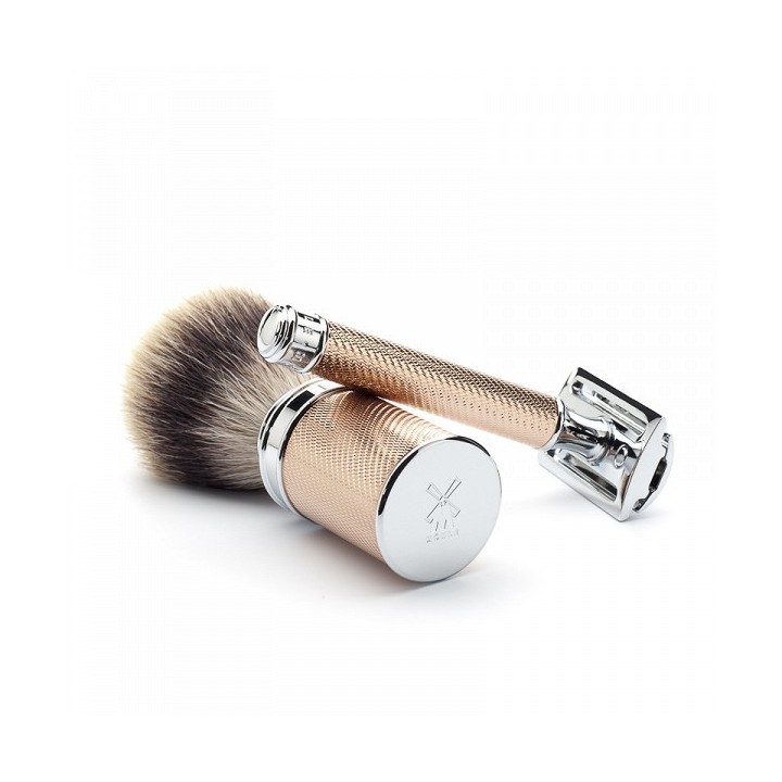Brocha de Afeitar Mühle Oro Rosa Fibra "Punta Plata" 