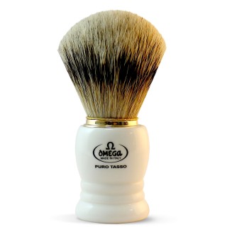 Brocha de Afeitar Tejón Punta Plata Omega Blanca 641